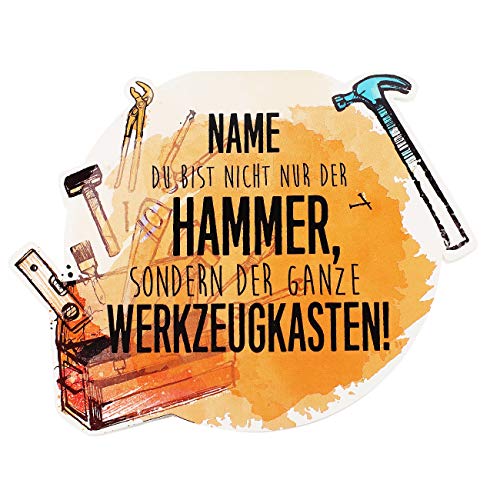 Herz & Heim® Grußkarte für Heimwerker oder Handwerker mit Wunschnamen - Du bist nicht nur der Hammer sondern der ganze Werkzeugkasten von Herz & Heim