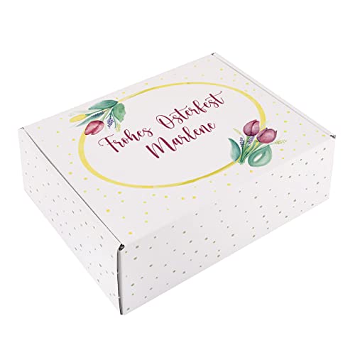 Herz & Heim® Ostergeschenk Verpackung mit Personalisierung Tulpen von Herz & Heim