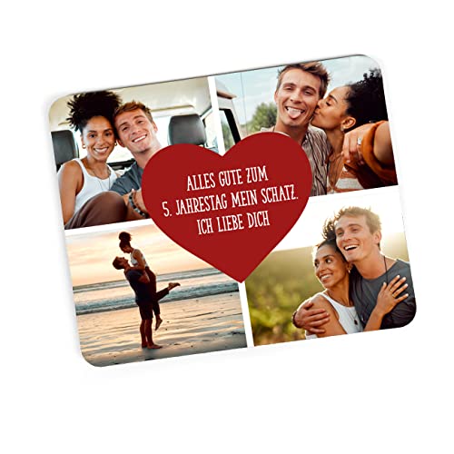 Herz & Heim® Personalisiertes Mousepad mit Wunschname oder Foto 4 Fotos Herz von Herz & Heim