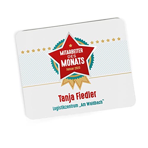 Herz & Heim® Personalisiertes Mousepad mit Wunschname oder Foto Mitarbeiter des Monats von Herz & Heim