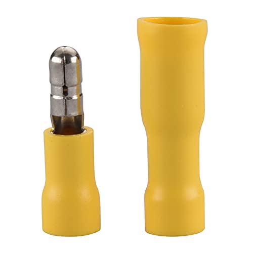 Heschen Bullet zudrücken männlich & Weiblich Schnell Trennt, Vinyl, isoliert, MPV5-156/FRV5-156, 4-6 mm² (12-10 AWG), gelb, 100 Stück von Heschen