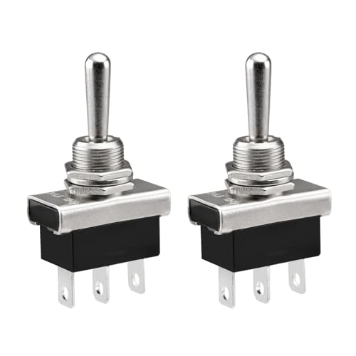 Heschen Kippschalter aus Metall, robust, Flick-Flip-Schalter, 25A 12V, KN3D-103, EIN/AUS/EIN SPDT, 3 Positionen, 3-polig, für Auto-Kontrollleuchten (2) von Heschen