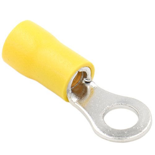 Heschen Ring Terminal Quetschverbinder Vinyl Isolierter Draht Elektrische Verbinder, RV5.5–5, Ohrstecker Größe # 10 Für 4–6 mm² (12–10 AWG), gelb, 100 Stück von Heschen