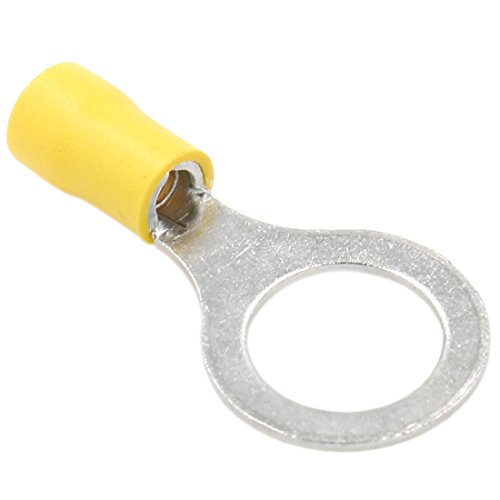 Heschen Ring Terminal Quetschverbinder Vinyl Isolierter Draht Elektrische Verbinder RV5.5–12 Ohrstecker Größe 1/5,1 cm für 4–6 mm² (12–10 AWG) gelb 100 Stück von Heschen
