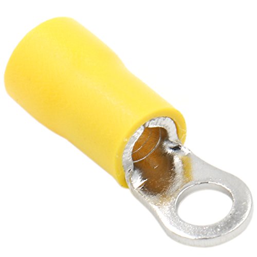 Heschen Ring Terminal Quetschverbinder Vinyl Isolierter Draht Elektrische Verbinder RV5.5–4S Ohrstecker Größe # 8 Für 4–6 mm² (12–10 AWG) gelb 100 Stück von Heschen