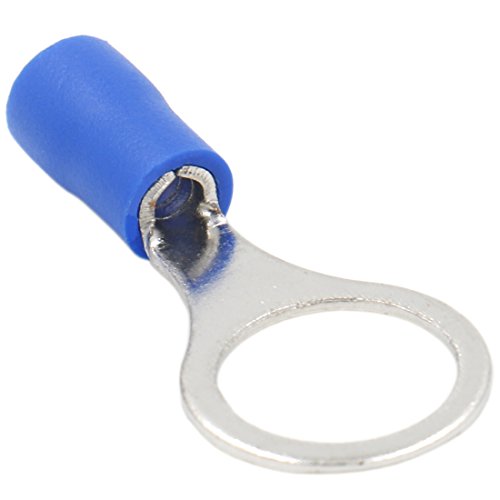 heschen Ring Terminal Quetschverbinder Vinyl Isolierter Draht Elektrische Verbinder RV2–10S Ohrstecker Größe 3/20,3 cm für 1,5–2,5 mm² (16–14 AWG) blau 100 Stück von Heschen