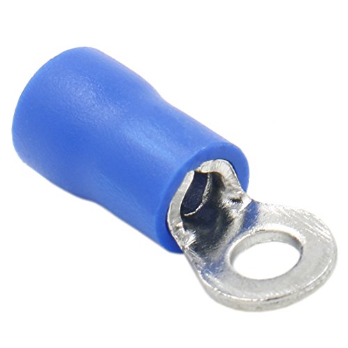 heschen Ring Terminal Quetschverbinder Vinyl Isolierter Draht Elektrische Verbinder RV2–3 Ohrstecker Größe # 4 Für 1,5–2,5 mm² (16–14 AWG) blau 100 Stück von Heschen