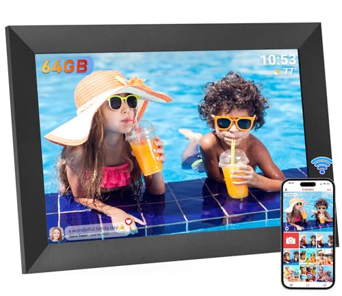 Hesmor 64GB Digitaler Bilderrahmen 10,1 Zoll WLAN, 1280x800 HD IPS LCD-Touchscreen Digitale Bilderrahmen, Automatische Rotation, Teilen Sie Fotos sofort über Frameo von überall, Schwarz Hesmor 64GB Digitaler Bilderrahmen 10,1 Zoll WLAN, 1280x800 HD IPS LCD-Touchscreen Digitale Bilderrahmen, Automatische Rotation, Teilen Sie Fotos sofort über Frameo von überall, Schwarz von Hesmor