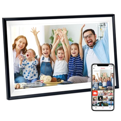 Hesmor Digitaler Bilderrahmen WiFi 15,6 Zoll – 1920 x 1080 FHD IPS Bildschirm Touchscreen, integrierter 32 GB Speicher, automatische Drehung, elektronischer Bilderrahmen mit Frameo-App zum Teilen von von Hesmor