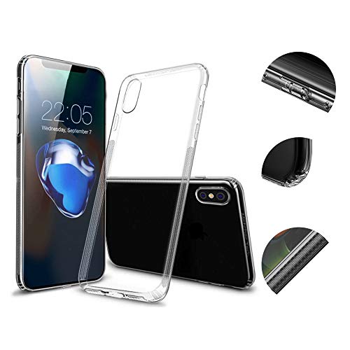 Hetcher Tech Premium iPhone X XS Hülle Transparent Silikon mit Staubschutz - Schutzhülle kompatibel mit Apple iPhone X und XS von Hetcher Tech