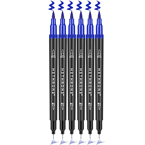 Hethrone Filzstifte Doppelseitig, Dual Brush Pen Set als Ersatz B028 Napoleonblau von Hethrone