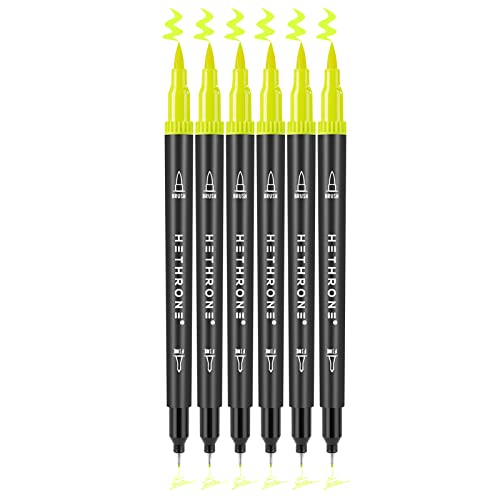 Hethrone Filzstifte Doppelseitig, Dual Brush Pen Set als Ersatz F01 Fluoreszierendes Gelb von Hethrone