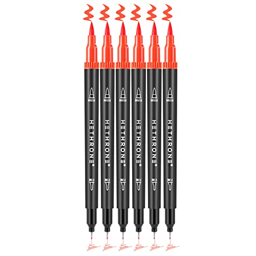 Hethrone Filzstifte Doppelseitig, Dual Brush Pen Set als Ersatz F04 Fluoreszierendes Orange von Hethrone