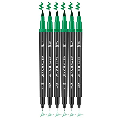 Hethrone Filzstifte Doppelseitig, Dual Brush Pen Set als Ersatz G037 Türkisgrün von Hethrone