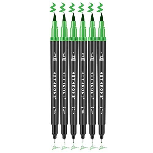 Hethrone Filzstifte Doppelseitig, Dual Brush Pen Set als Ersatz G406 Veroneser Grün von Hethrone