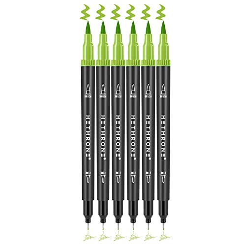 Hethrone Filzstifte Doppelseitig, Dual Brush Pen Set als Ersatz G604 Reseda von Hethrone