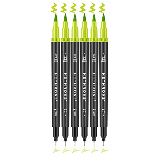 Hethrone Filzstifte Doppelseitig, Dual Brush Pen Set als Ersatz G804 Gelbgrün von Hethrone