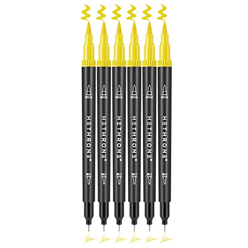 Hethrone Filzstifte Doppelseitig, Dual Brush Pen Set als Ersatz Y205 Zitronengelb von Hethrone