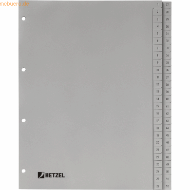 Hetzel Register A4 PP 1-52 grau von Hetzel