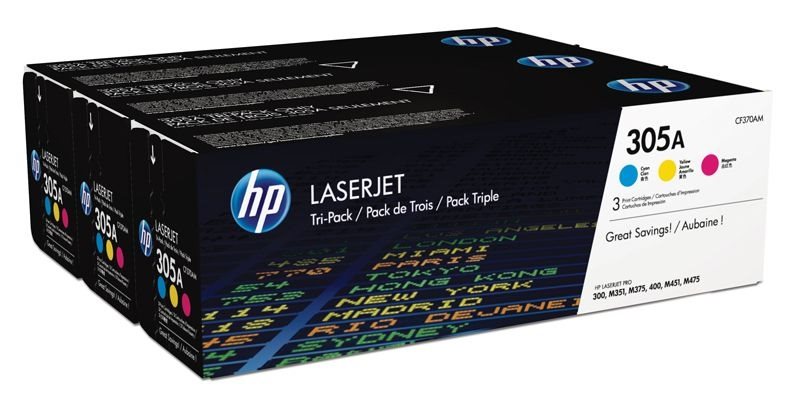 HP 305A original Tonerpaket cyan, magenta, gelb - CF370AM HP 305A original Tonerpaket cyan, magenta, gelb - CF370AM von Hewlett Packard