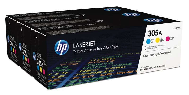 HP 305A original Tonerpaket cyan, magenta, gelb - CF370AM von Hewlett Packard