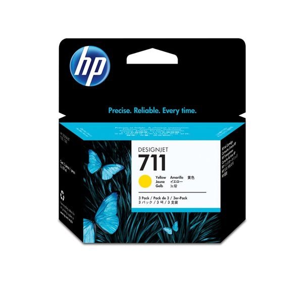 HP 711 original 3er-Pack Tinte gelb - CZ136A von Hewlett Packard
