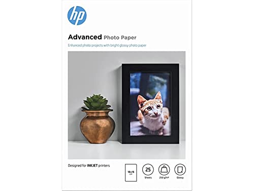 HP Advanced Glossy Fotopapier, glänzend, 250 g/m2, 10 x 15 cm, 25 Blatt, weiß von Hewlett-Packard