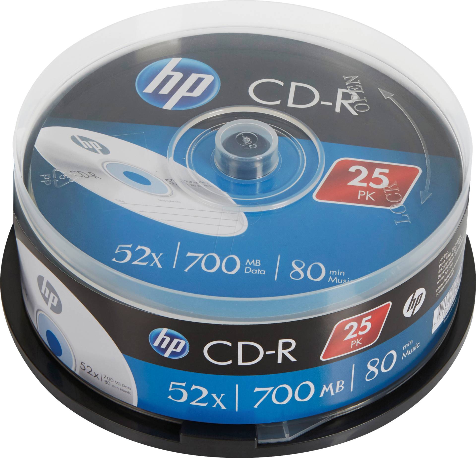 HP CRE00015 - CD-R 700MB/80min 52x, 25-er Cakebox von Hewlett Packard