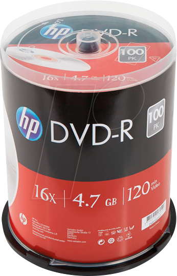 HP DME00029 - DVD-R 4.7GB/120Min, 100-er Cakebox von Hewlett Packard