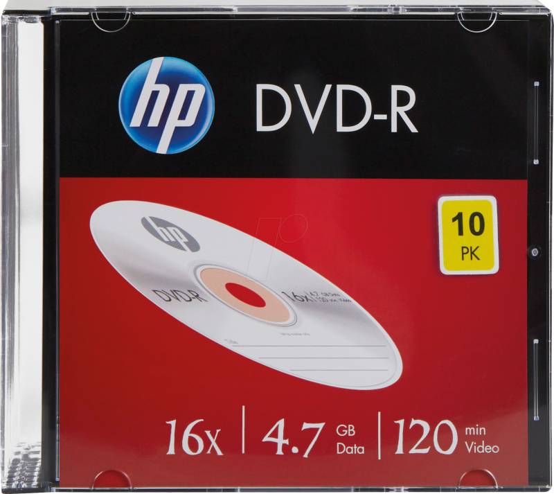 HP DME00085 - DVD-R 4.7GB/120Min, 10-er Slimcase von Hewlett Packard