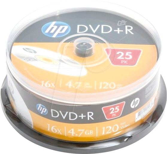 HP DRE00025 - DVD+R 4.7GB/120Min, 25-er Cakebox von Hewlett Packard