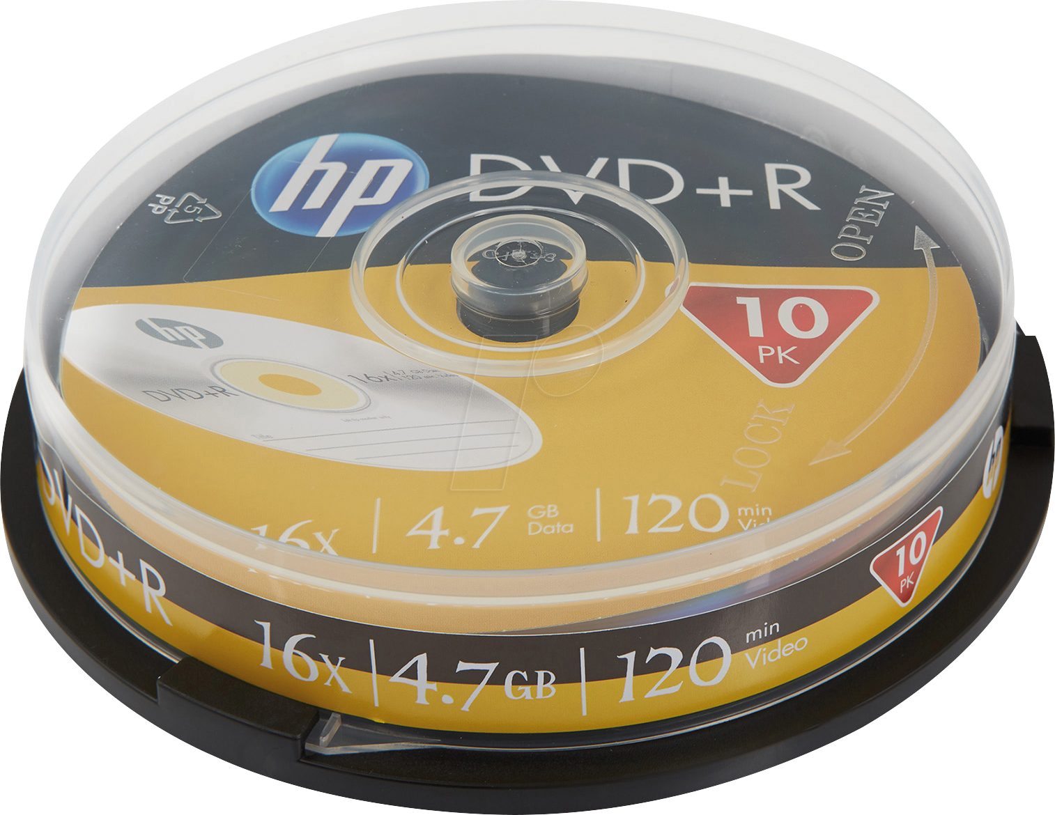 HP DRE00027 - DVD+R 4.7GB/120Min, 10-er Cakebox von Hewlett Packard