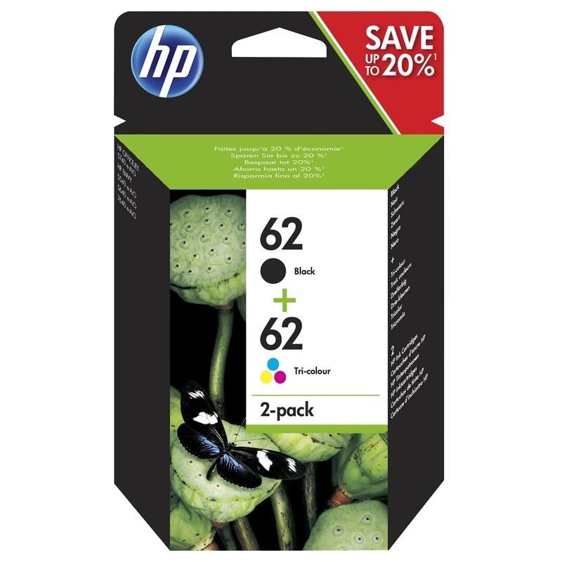 HP Original Tinte HP 62 2er-Pack Schwarz/Cyan/Magenta/Gelb - N9J71AE HP Original Tinte HP 62 2er-Pack Schwarz/Cyan/Magenta/Gelb - N9J71AE von Hewlett Packard