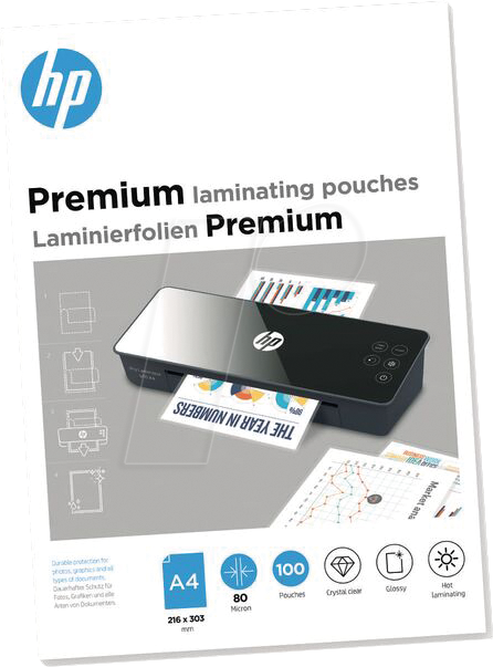 HP PLA9123 - Laminierfolien, Premium, DIN A4, 80 mic, 100 Stück HP PLA9123 - Laminierfolien, Premium, DIN A4, 80 mic, 100 Stück von Hewlett Packard