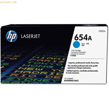 Hewlett Packard HP 654A Cyan Original LaserJet Tonerkartusche Hewlett Packard HP 654A Cyan Original LaserJet Tonerkartusche von Hewlett Packard