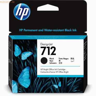 Hewlett Packard HP 712 Schwarz DesignJet Druckerpatrone, 80 ml Hewlett Packard HP 712 Schwarz DesignJet Druckerpatrone, 80 ml von Hewlett Packard