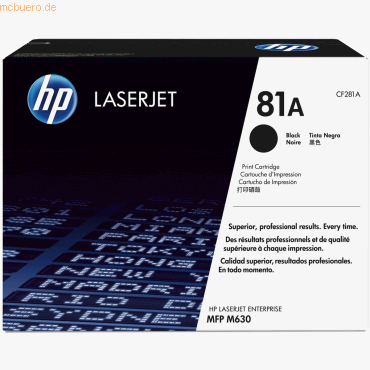 Hewlett Packard HP 81A Schwarz Original LaserJet Tonerkartusche Hewlett Packard HP 81A Schwarz Original LaserJet Tonerkartusche von Hewlett Packard