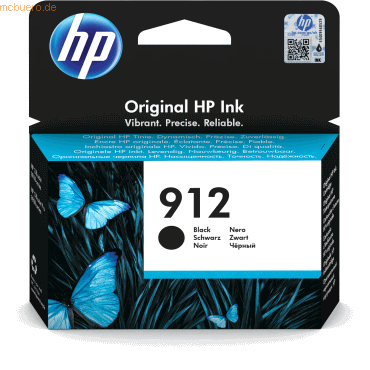 Hewlett Packard HP Tintenpatrone Nr. 912 3YL80AE Schwarz (ca. 300 Seit von Hewlett Packard