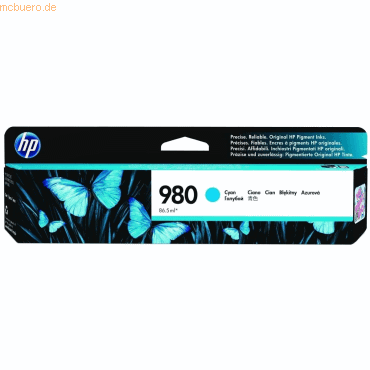 Hewlett Packard HP Tintenpatrone Nr. 980 Cyan (ca. 6.600 Seiten) von Hewlett Packard