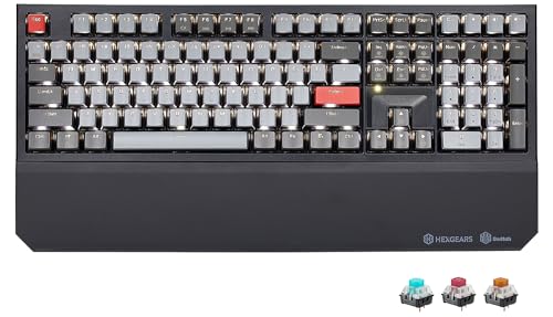 Hexgears - X5 kabellose mechanische Tastatur mit goldenem Schalter Kaihl, Dark Knight Gaming-Tastatur, Eingabe, ergonomische Tastatur mit 108 Tasten mit Handauflage von Hexgears