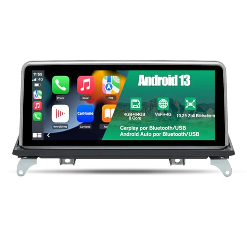 Hexinex Android Autoradio 4GB+64GB für BMW X5 E70 X6 E71 (2007-2009) mit CCC System 10.25 Zoll Touchscreen mit Android Auto Carplay Bluetooth von Hexinex