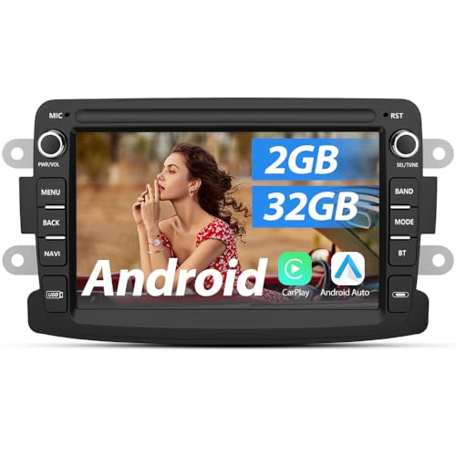Hexinex Autoradio 2G+32G für Renault Dacia/Duster/Sandero/Logan/Captur/Lodgy/Dokker/Symbol Android 13 mit 7 Zoll Touchscreen Carplay Android Auto Lenkradsteuerung WiFi Bluetooth von Hexinex