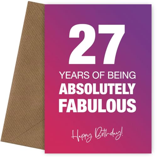 Fabulously Lustige Geburtstagskarte zum 27. Geburtstag für Frauen – Absolutely Fabulous and Celebrating 27 Years Old mit Geburtstagskarte, Absolutely Fabulous, 27 Fabulously Lustige Geburtstagskarte zum 27. Geburtstag für Frauen – Absolutely Fabulous and Celebrating 27 Years Old mit Geburtstagskarte, Absolutely Fabulous, 27 von Hey Chimp