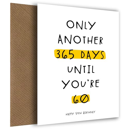 Hey Chimp Geburtstagskarte zum 59. Geburtstag für Männer und Frauen – "Only Another 365 Days Until You're 152.4 cm Celebrate Turning 59 Years Old and being Age 59 von Hey Chimp