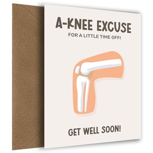 Lustige "Get Well Soon"-Karte und viel Glück mit Ihrer Operationskarte – A-Knee Excuse – Post-Op Speedy Recovery – Welcome Home from Hospital von Hey Chimp