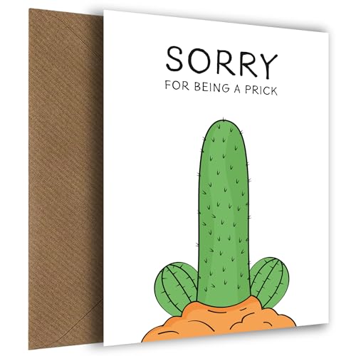 Lustige "I'm Sorry"-Karte für Freundin, Ehefrau, Bestie – Sorry for Being a Prick – lustiges Entschuldigungsgeschenk mit einem Twist von Hey Chimp