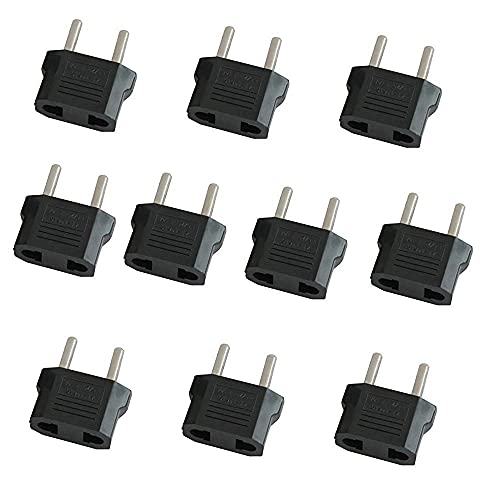 HeyNana 10 Pack US zu EU Reisestecker Schutzkontakt Adapter, 2 Pin CN China US USA Amerika zu 2 Pin EU Frankreich, Deutschland, Spanien, Ägypten und mehr von HeyNana