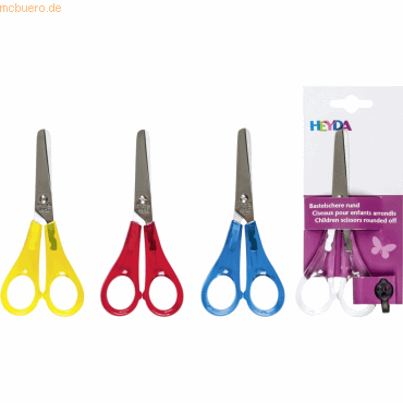 12 x Heyda Kinderschere 13cm rund farbig sortiert von Heyda