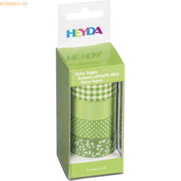 5 x Heyda DekoTape Papier 15mmx5m VE=4 Stück sortiert kiwi von Heyda