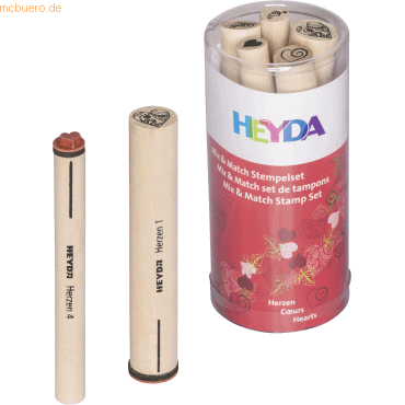 5 x Heyda Stempelset Mix & Match Holz/Katschuk Herzen 8,8x5,7cm VE=5 S von Heyda